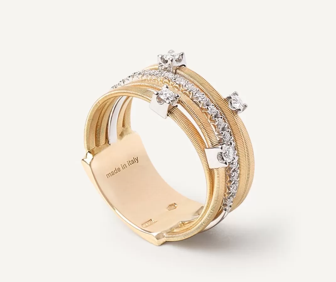 Bague Cinq Rangs En Or Jaune Avec Diamants Sertis Griffe Et En Barrette*Marco Bicego Best Sale