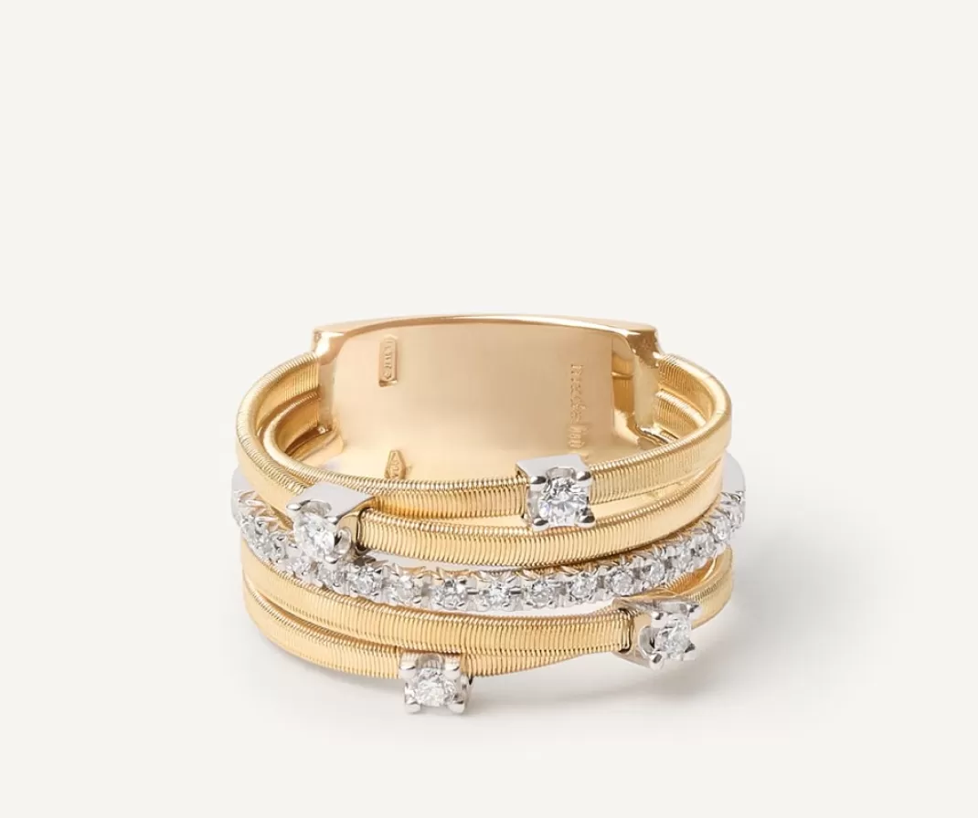 Bague Cinq Rangs En Or Jaune Avec Diamants Sertis Griffe Et En Barrette*Marco Bicego Best Sale