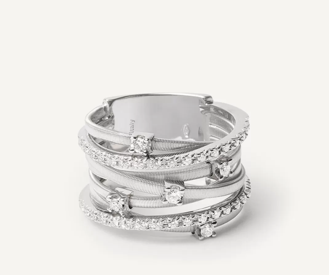 Bague Sept Rangs En Or Blanc Avec Barrettes De Diamants*Marco Bicego Online