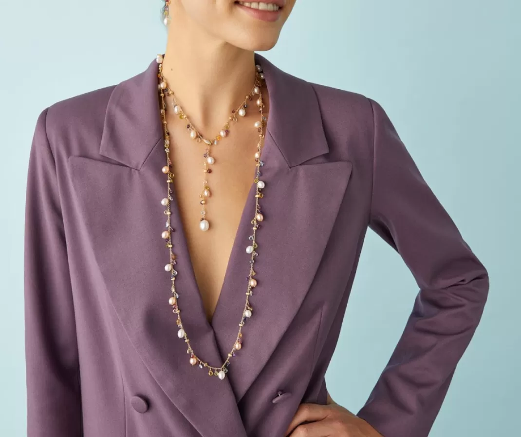 Collier Cravate Avec Perles, Pierres Multicolores Et Fermoir En Diamants*Marco Bicego Flash Sale